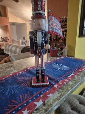 Patriotic Wooden Nutcracker Soldier - Red, White & Blue